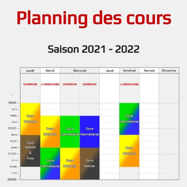 Planning des cours AKMD 92 à jour. Venez nombreux !